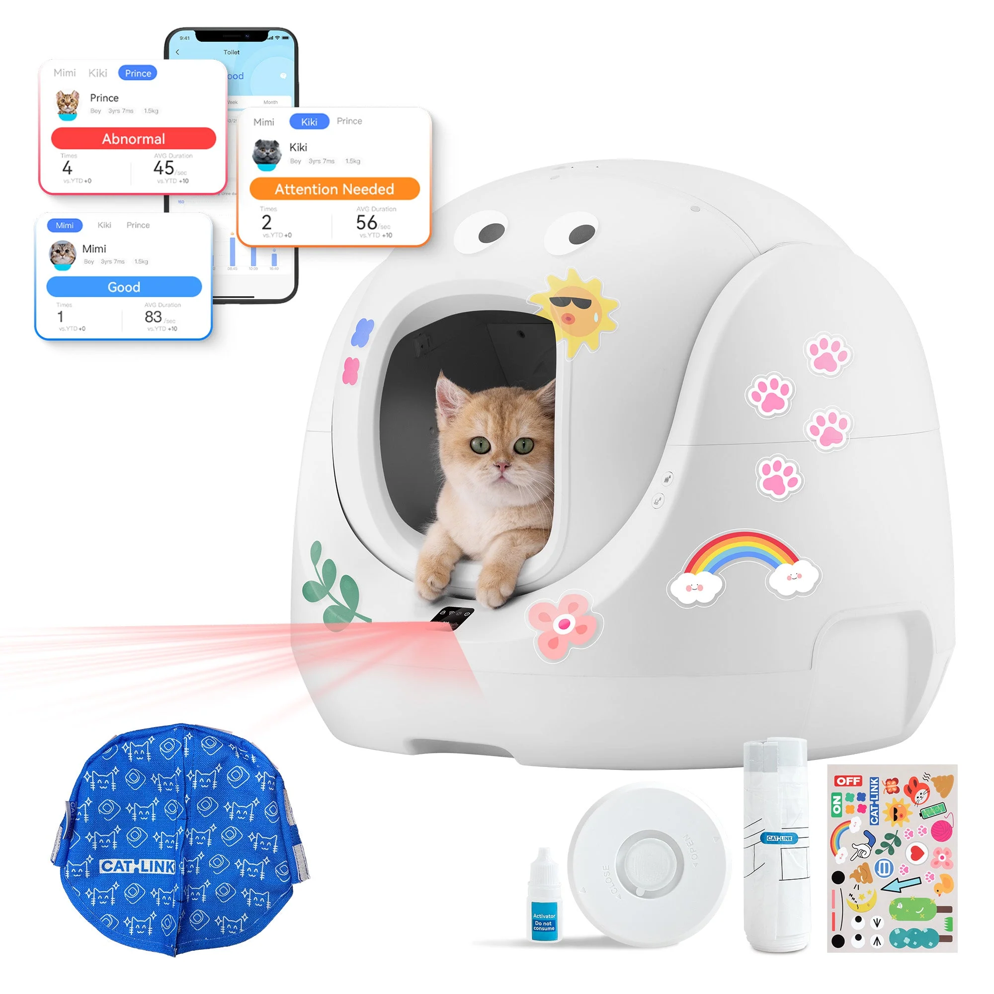 CATLINK Baymax Self-Cleaning Litter Box (White, Sakura, Grey) - Image 2