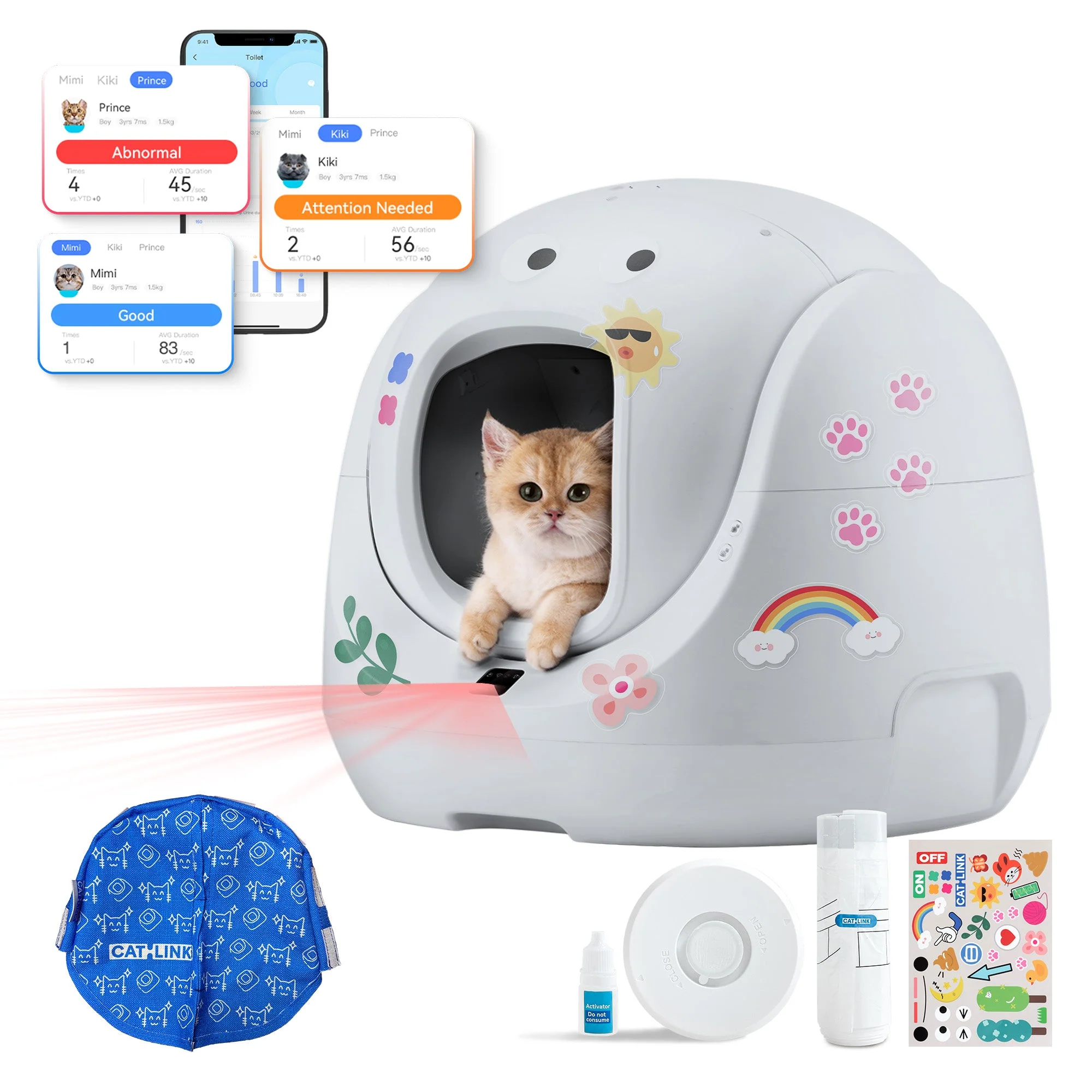 CATLINK Baymax Self-Cleaning Litter Box (White, Sakura, Grey) - Image 3