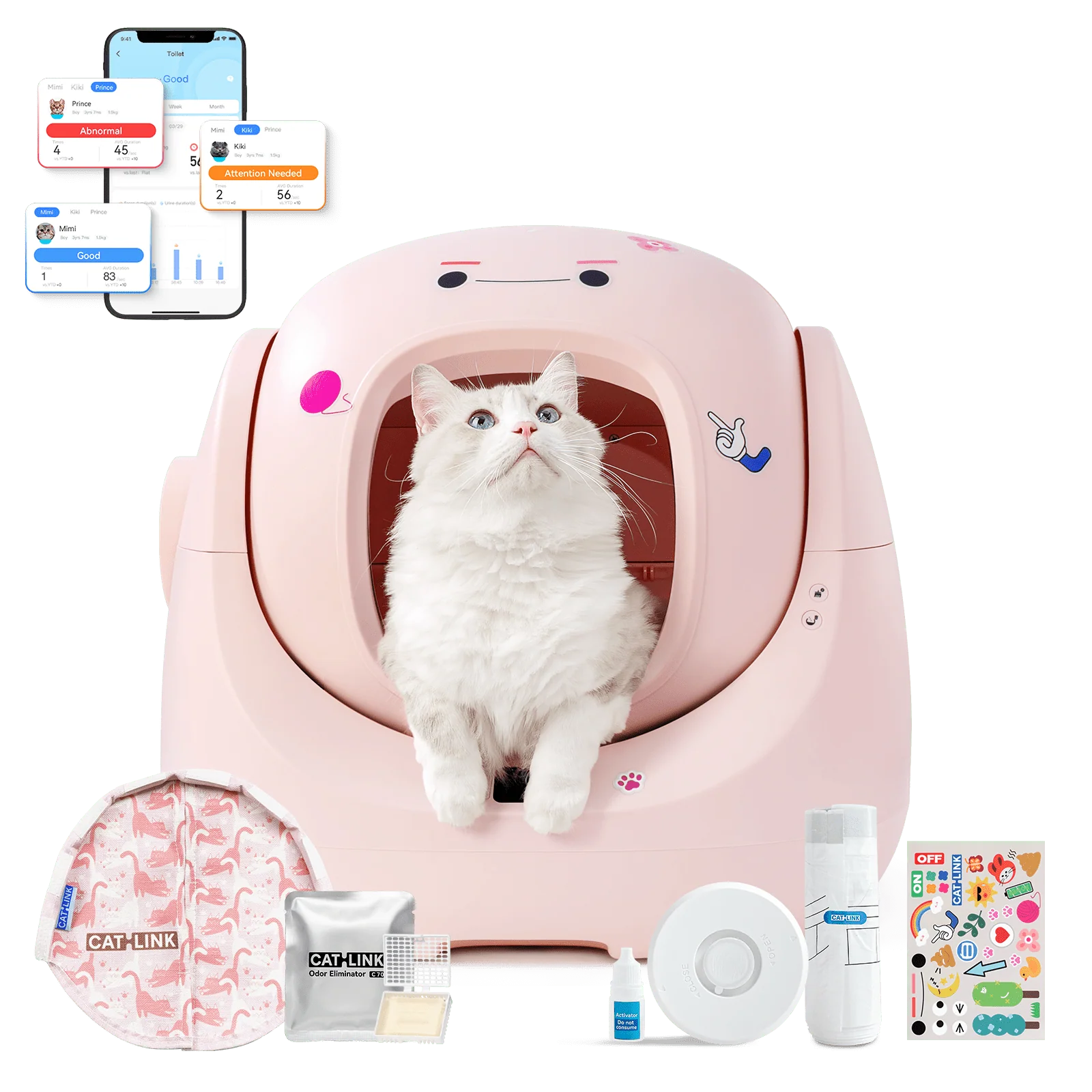 Catlink Baymax (White/ Pink) Self-Cleaning Litter Box - Image 31