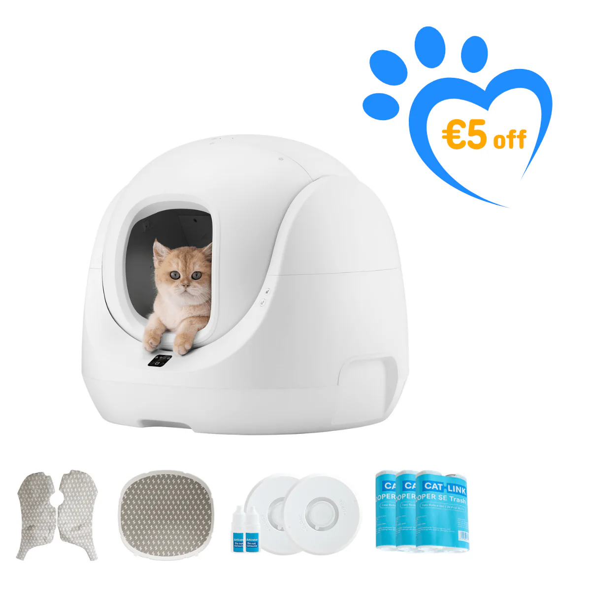 Catlink Baymax (White/ Pink) Self-Cleaning Litter Box - Image 34