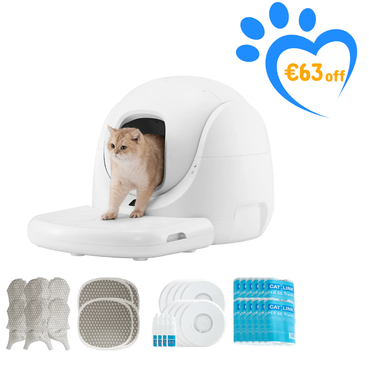 Catlink Baymax (White/ Pink) Self-Cleaning Litter Box - Image 36