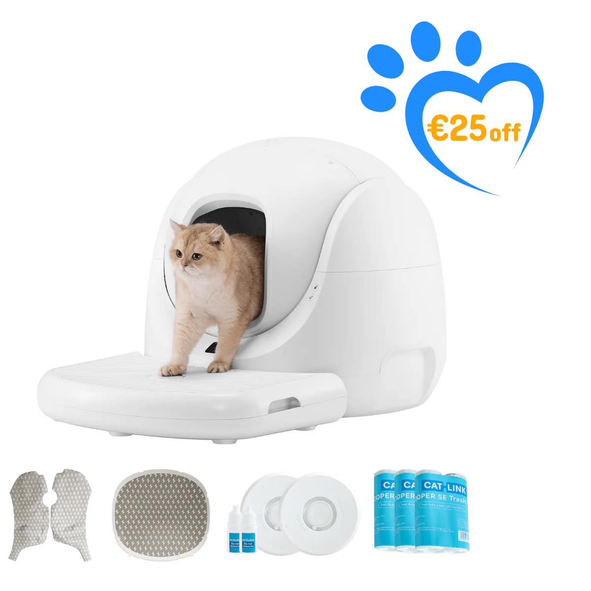 Catlink Baymax (White/ Pink) Self-Cleaning Litter Box - Image 37