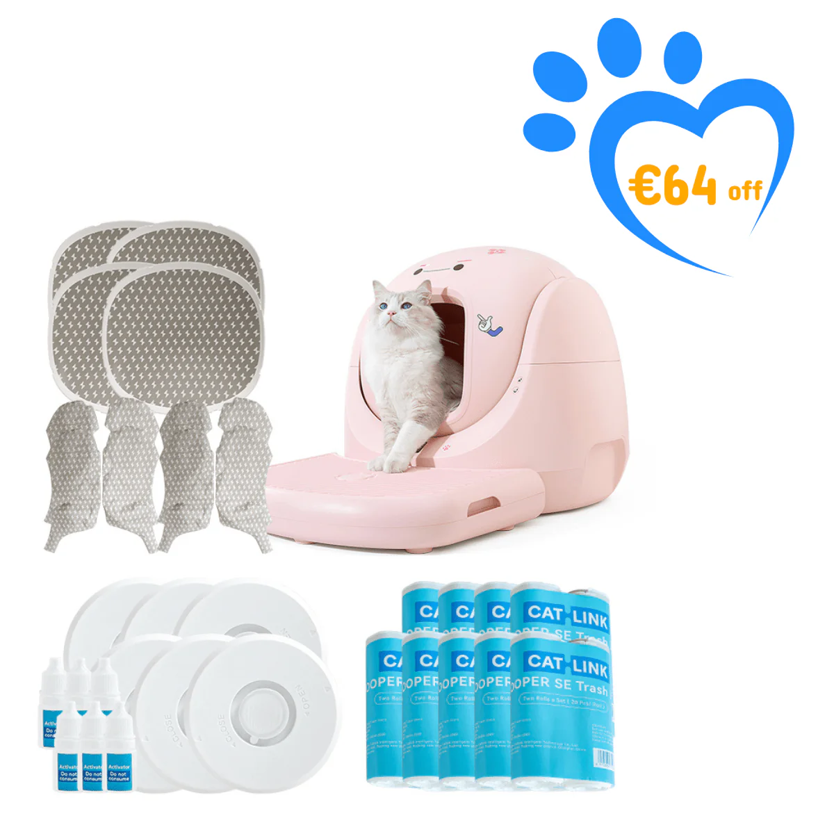 Catlink Baymax (White/ Pink) Self-Cleaning Litter Box - Image 47