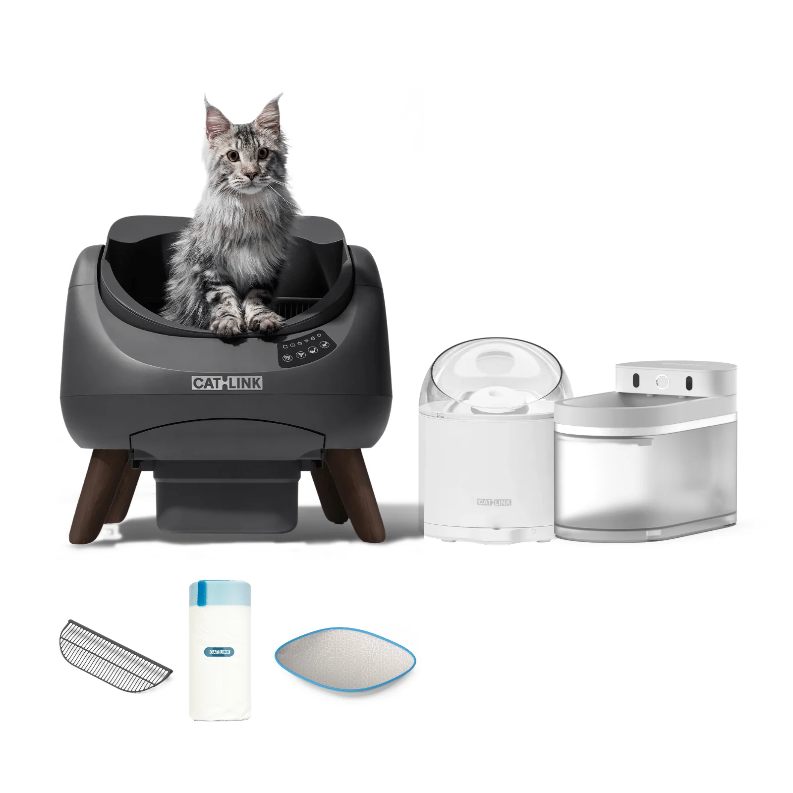 Clean & Feed Bundle - Litter Box, Feeder & Water Fountain Complete Set - Image 100